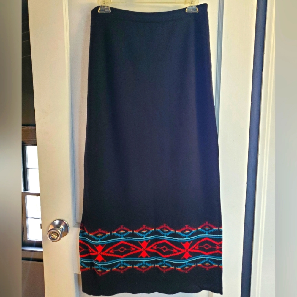 Pendleton Black Merino Wool Maxi Skirt Medium